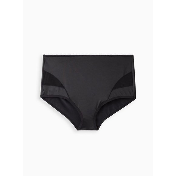 Torrid NEW Microfiber & Mesh Shiny Black Brief Panties Sizes 2X,3X,4X Available - Picture 3 of 5